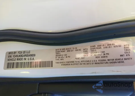 2024 Jeep Grand Cherokee L Limited 4X4 из США, поврежденный, VIN 1C4RJKBG4R8549659